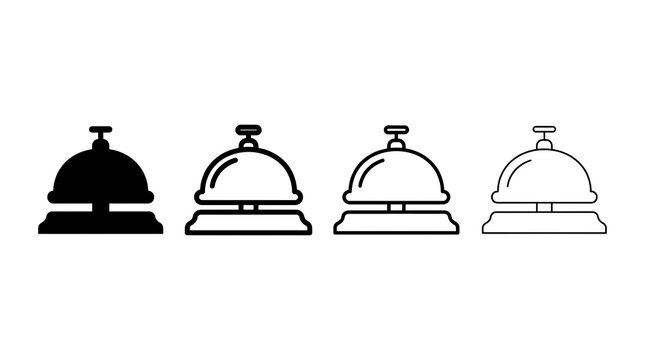 Hotel service bell reception icons in four line weights.