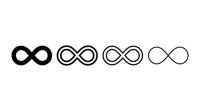 Infinity loop symbols in four different stroke line weights.