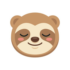 Obraz premium Serene Sloth Face: An illustrated sloth face with closed eyes and a gentle smile exudes a sense of peace and relaxation.