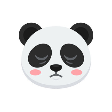 Sad Panda Emoji: A cute panda's face shows a sad expression with closed eyes and a downturned mouth, conveying a feeling of melancholy and disappointment.
