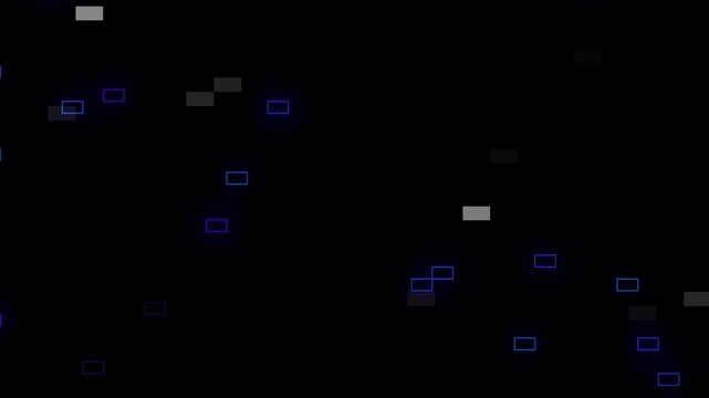 Motion Abstract Light Particles Moving in Dark Space Creating Neon Rectangles