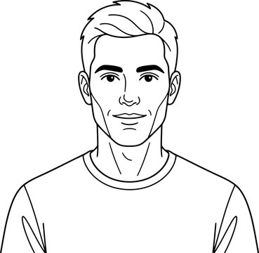 Portrait of a young man with a friendly smile line art