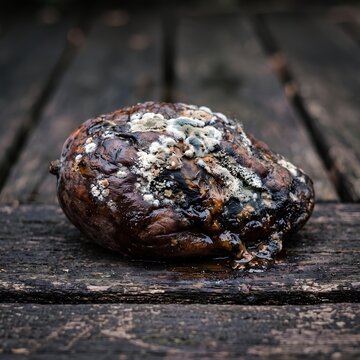 Close-Up of Burned Rock on Wooden Surface.