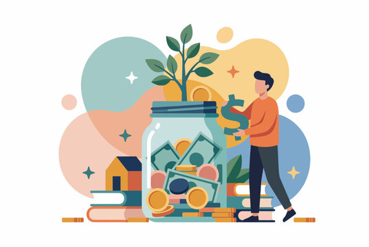 Retirement Fund Savings and Financial Planning Illustration