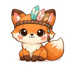 Obraz premium Cute fox with colorful feathers.