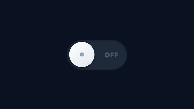 A premium editorial motion graphic featuring a modern, tactile ON/OFF toggle switch with deterministic physics-based bounce on a 4K canvas.