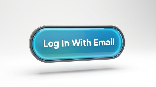 3d button with glossy blue button white text instructing users log email