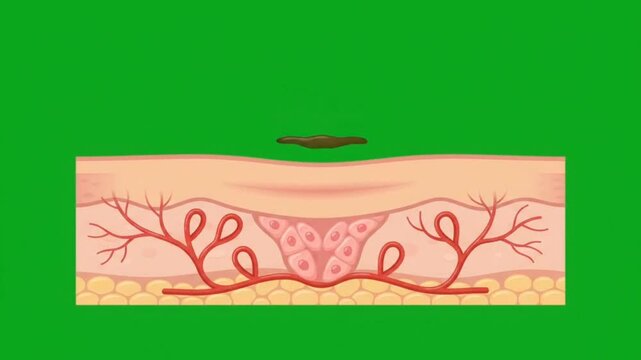 Wound healing stages animation chroma key