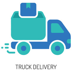 Obraz premium Truck Delivery Vector Icon, Cargo Transportation and Logistics Service Illustration