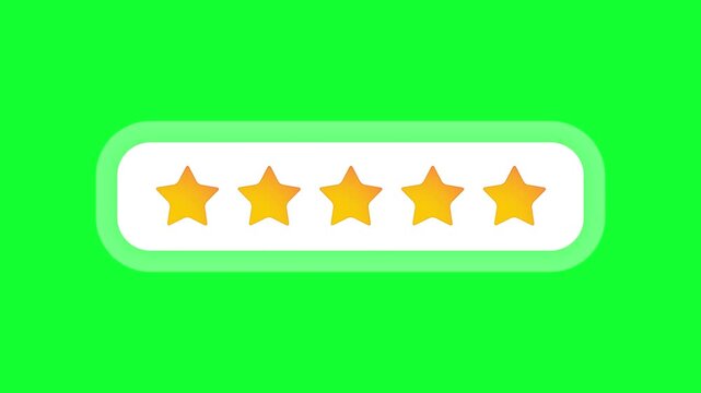 One Star Rating Animation with a Single Yellow Star on White Bar, Chroma Key Green Screen Background