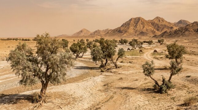 Sistan baluchestan iran displays natural landscape with tamarix aphylla trees