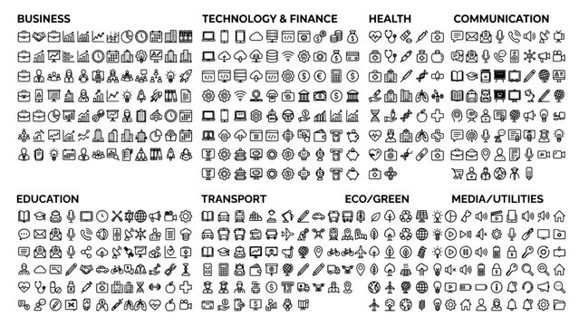 Set of universal business and technology icons vector illustration