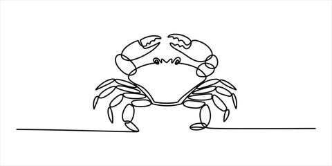 Fototapeta premium Continuous single line drawing of a crab animal icon for marine life design concept