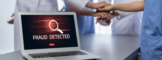 Cyber security software show alert of cyber attack for protection brisk. Danger from virus, phishing and cyber fraud. © InfiniteFlow