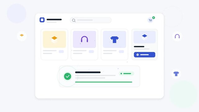 Modern web interface animation frames showing product selection ui