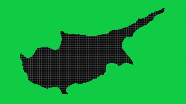 Cyprus black cells effect map pop animation green background