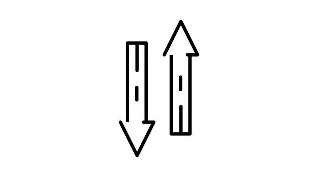 White background showing two vertical arrows pointing in opposite directions, up and down, representing an exchange, swap or data transfer action