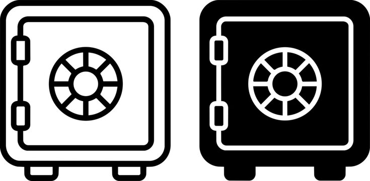 Safe deposit bank vault money security locker vector icon