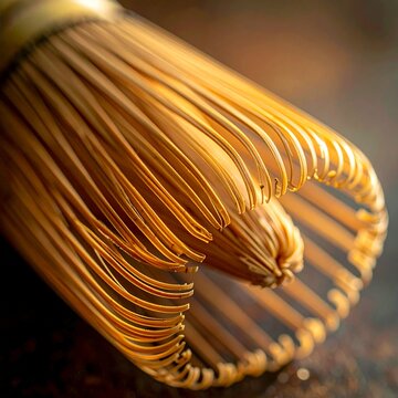 Bamboo Tea Whisk Chasen with Fine Tapered Tines in Macro View
