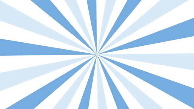 Radial Ray Beams Rotating with Light Blue and White Striped Sunburst Pattern for Retro Cartoon Intro and Comic Animation Background