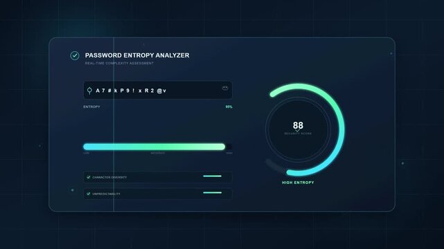 Password entropy analyzer interface showing security strength levels