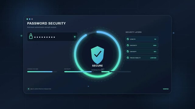 Digital cyber security interface showing password protection process