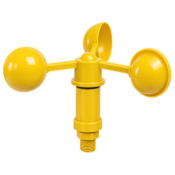 Anemometer, isolated yellow wind speed measuring device on a
