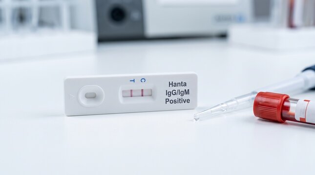 Medical rapid test kit for hantavirus infection isolated on white background