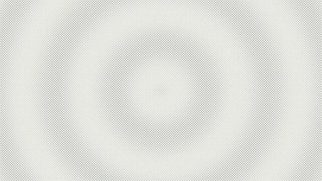 Halftone Dot Screen Printing Raster Texture with Pulsing Circular Rosette Rings on White Canvas Background