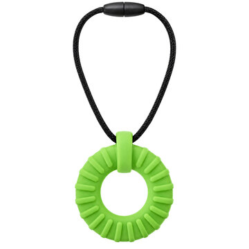 Green silicone chew necklace, sensory chewing aid for children and