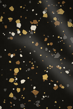 Modern terrazzo background in black and gold terrazzo