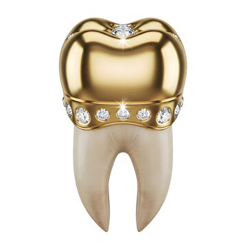Golden tooth with diamonds