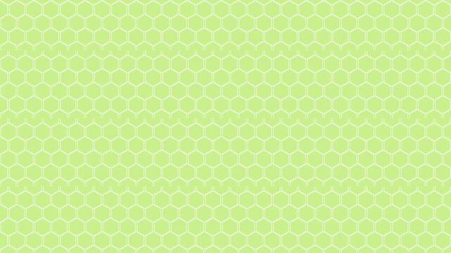 Seamless scrolling lime and green hexagon pattern, looping animated background for video titles and streams, 4K 58 seconds