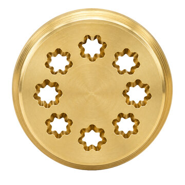 Pasta machine brass die with multiple star-shaped holes for making