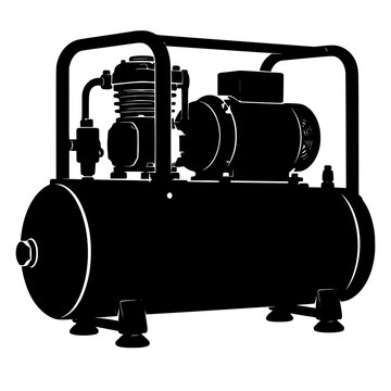 Black and white air compressor machine icon