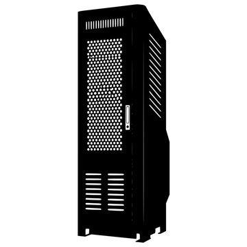 Black metal server cabinet tower icon