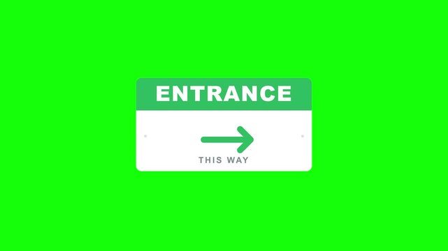 Green Screen Entrance Sign with Arrow Pointing Right and This Way Text.