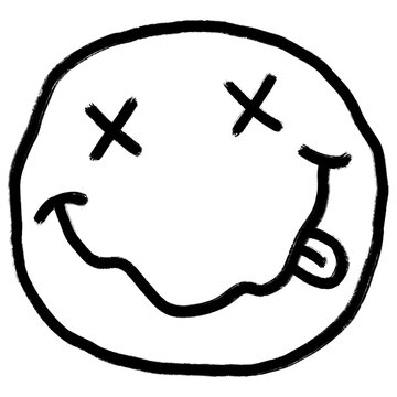 Grunge Dead Smiley Face Doodle Sketch