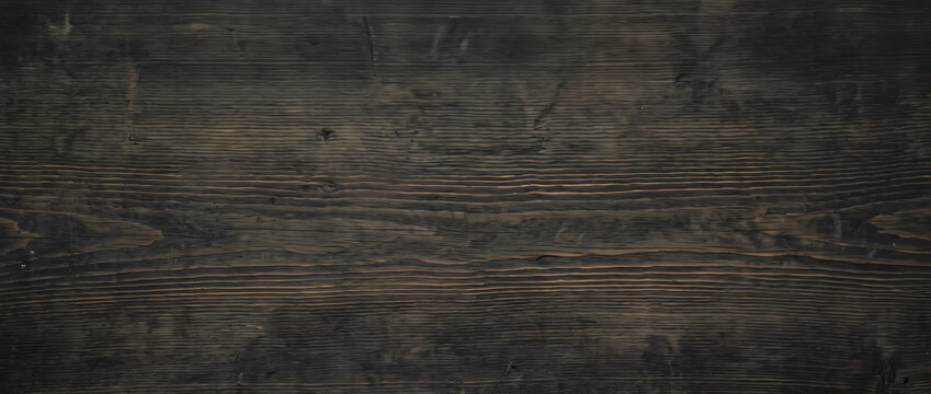 Burnt black wood texture background with charred shou sugi ban grain for rustic interior wall and furniture design