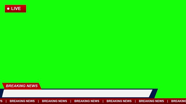 live breaking news lower third animation with greenscreen background