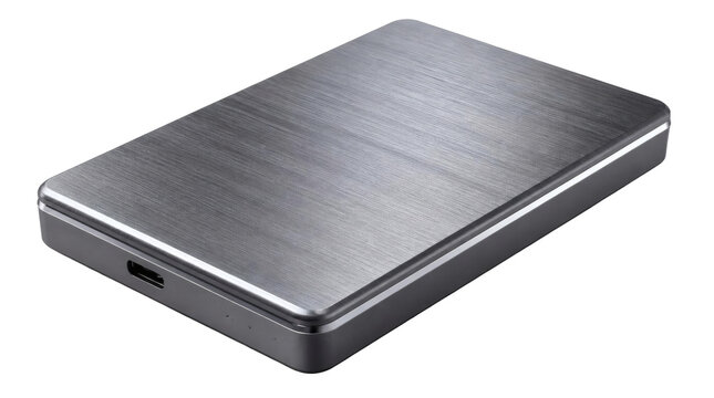 Modern Silver External Hard Drive with Usb c Port for Data Storage