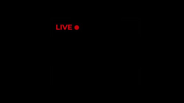 Minimalist red LIVE text with a small red dot indicating live broadcast status
