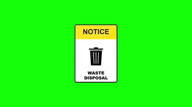 Green Screen Waste Disposal Notice Sign Graphic Animation.