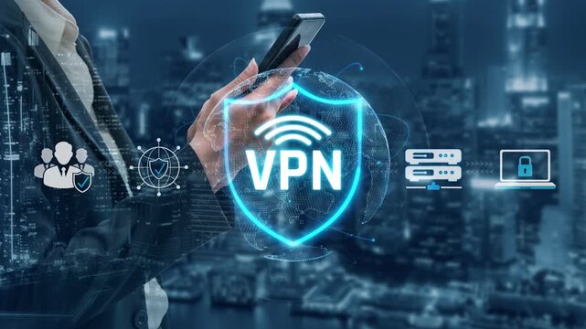 Secure Virtual Private Network Concept with Mobile Device and Digital City Background for Online Privacy Protection Sigmoid