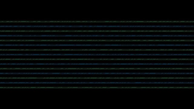 Binary Code Ticker Animation with Layered Horizontal Data Streams