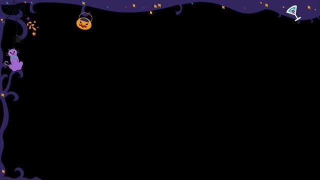 Mysterious Halloween fantasy with enchanted pumpkins spectral ghosts crooked gravestones vampire shadows magical flames spooky spiders haunted darkness cinematic video loop background horror animation