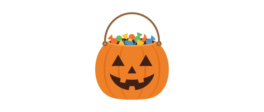 Halloween Pumpkin Candy Bucket Icon Isolated