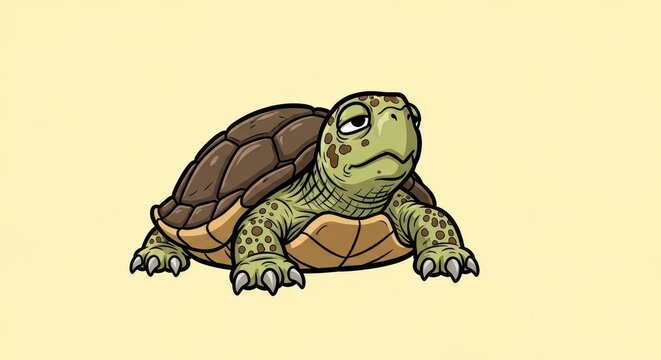 Cute cartoon turtle with detailed shell and gentle expression.