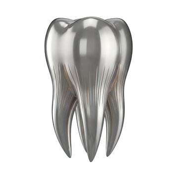 Shiny metal human tooth icon