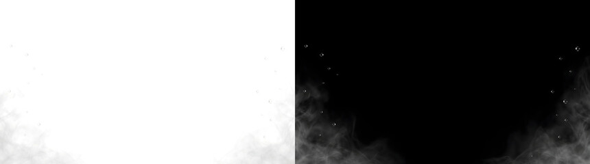 Obraz premium Fog mist with floating water bubbles scattered along the corner looks perfect for design projects in PNG, Transparent and Black Background Versions